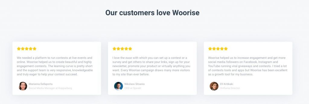 7 Wonderful Affiliate Marketing Content Examples for Woorise using Post Maker 1 Woorise Testimonials are great for pulling content ideas from to share with your affiliates.