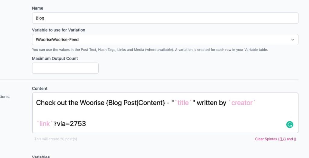 7 Wonderful Affiliate Marketing Content Examples for Woorise using Post Maker 5 Using Woorise RSS feed to generate a Social Media Post