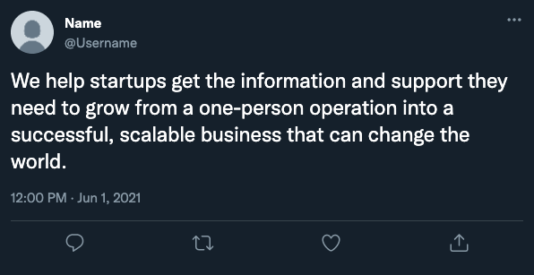 Social Media Experiments Part One 13 A post about a startup with no image