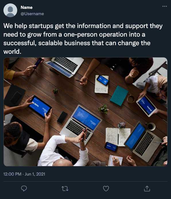 Social Media Experiments Part One 14 A post about a startup with a top-down shot of some people with laptops around a desk
