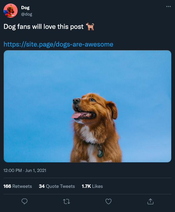 Social Media Experiments Part One 7 A post with "dog fans will love this post" and a picture of a cute dog