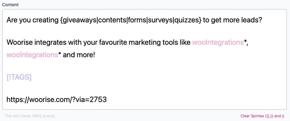 7 Wonderful Affiliate Marketing Content Examples for Woorise using Post Maker 7 Using the Woorise Features to build a Social Media Post in Post Maker.